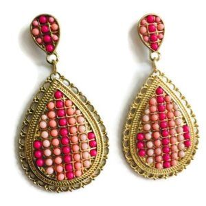 Padma Pink Beaded Ombre Teardrop Dangle Earrings